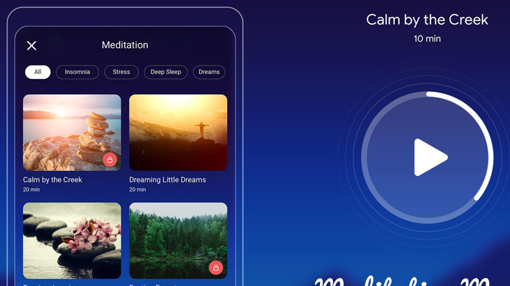 Приложение "Calm" содержит широкий спектр медитативных практик и сказки для сна.